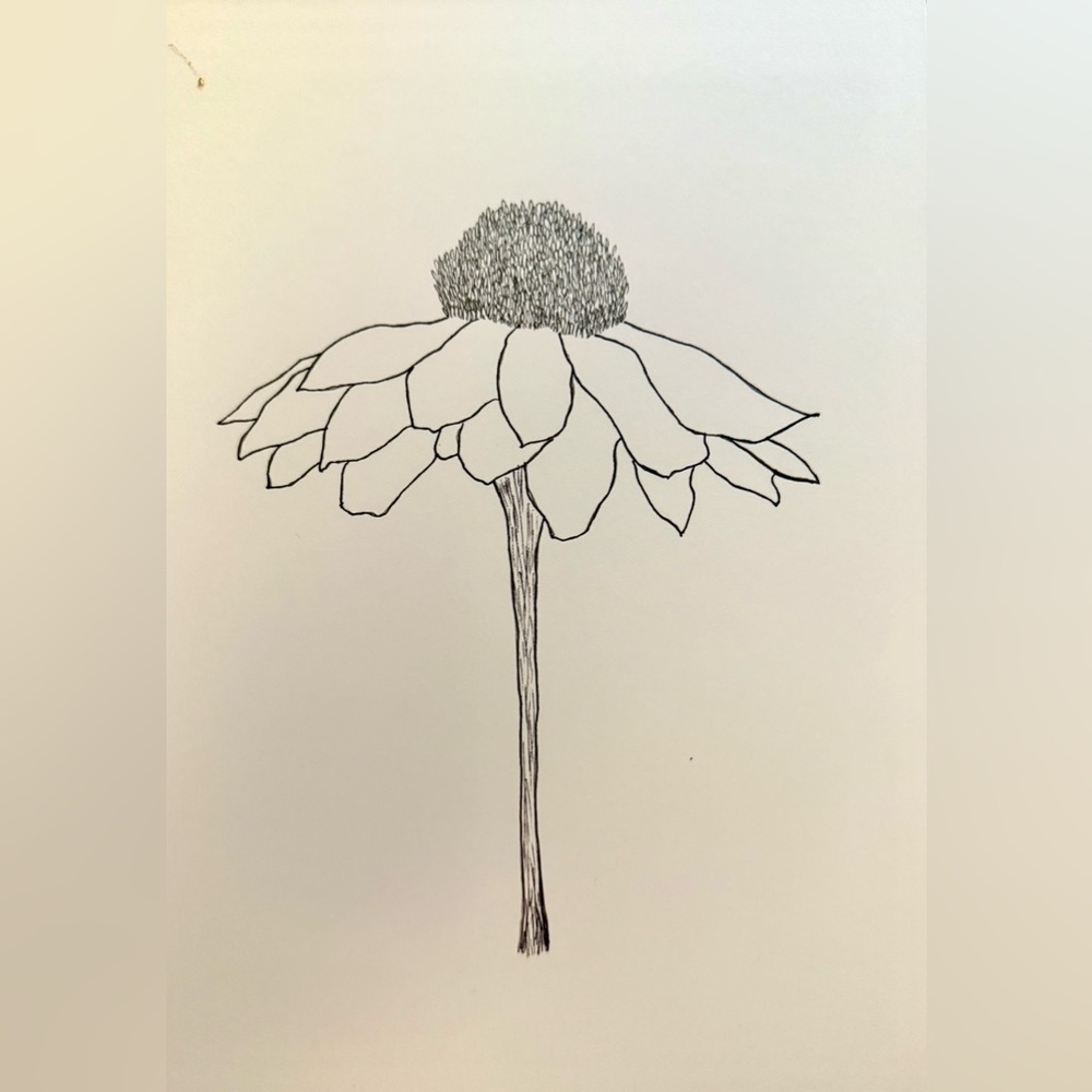 Handmade 7x10 inches flower drawing